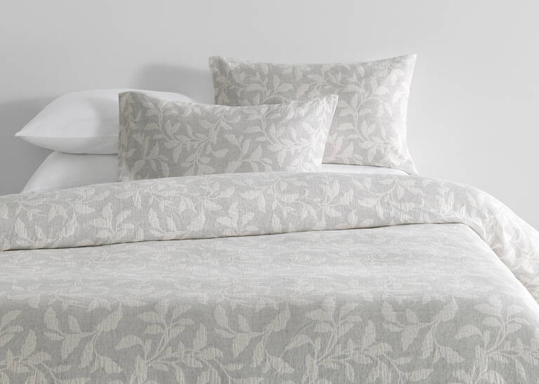 Nimes Cotton Duvet Set Queen Lt. Grey/Iv | Urban Barn