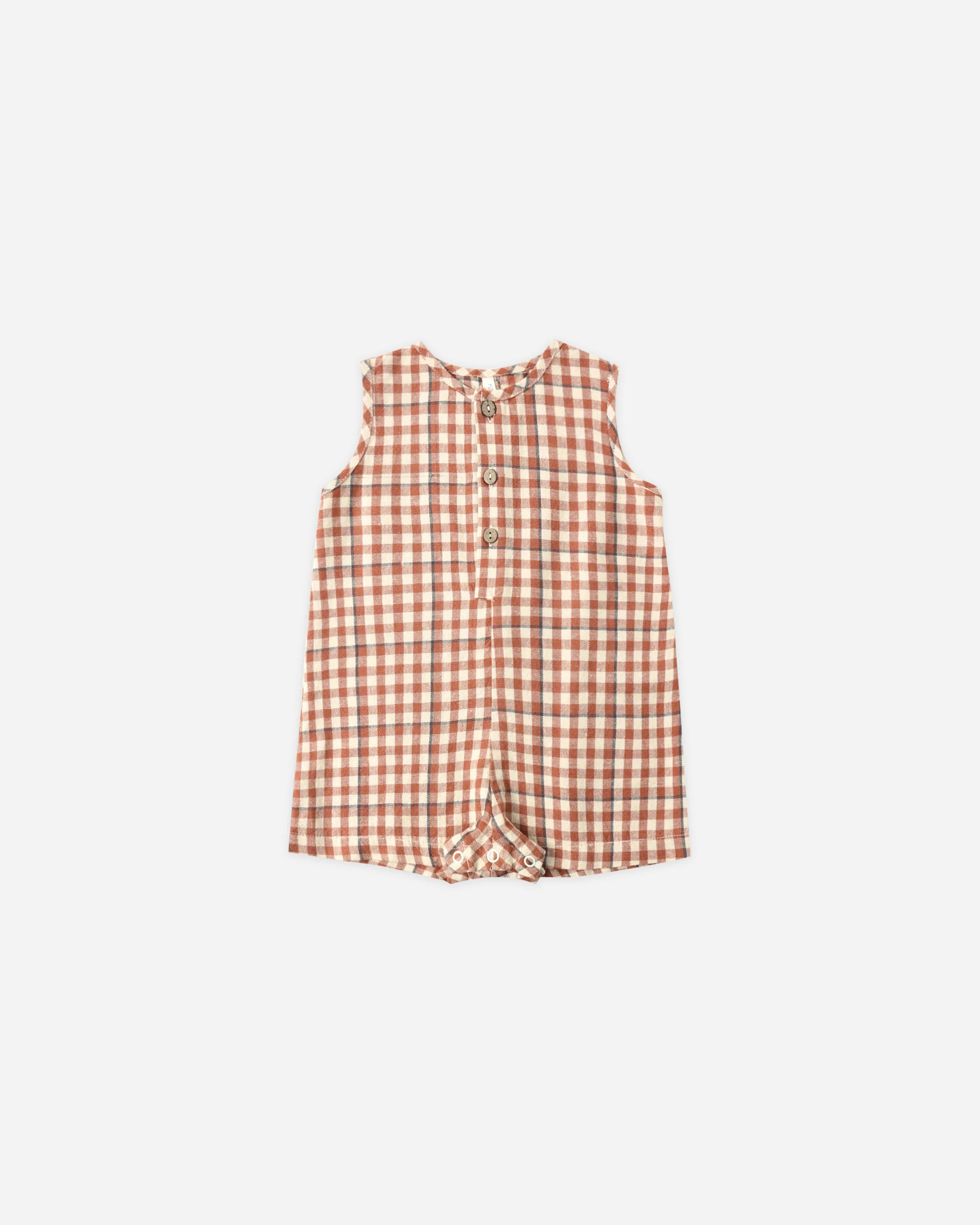 Maverick Romper Poppy Gingham | Rylee + Cru
