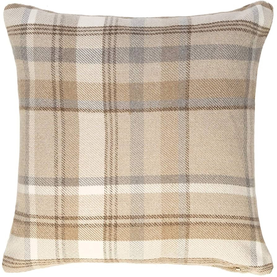 McAlister Textiles Natural Beige Heritage Tartan Decorative Throw Pillow Cover Case 20x20 Inches ... | Amazon (US)