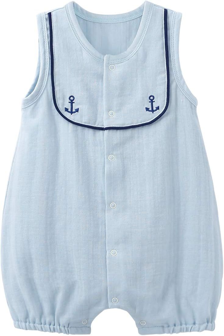 pureborn Baby Boys Girls Nautical Romper One-Piece Beach Outfit Summer Clothes 0-24 Months | Amazon (US)
