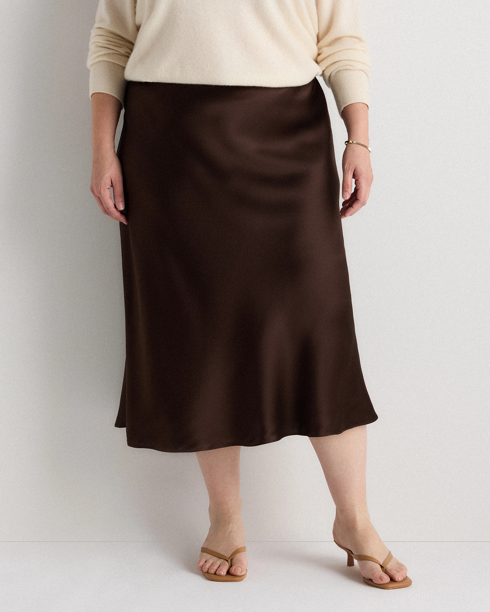100% Washable Silk Skirt - Plus Size in Hot Fudge | Quince