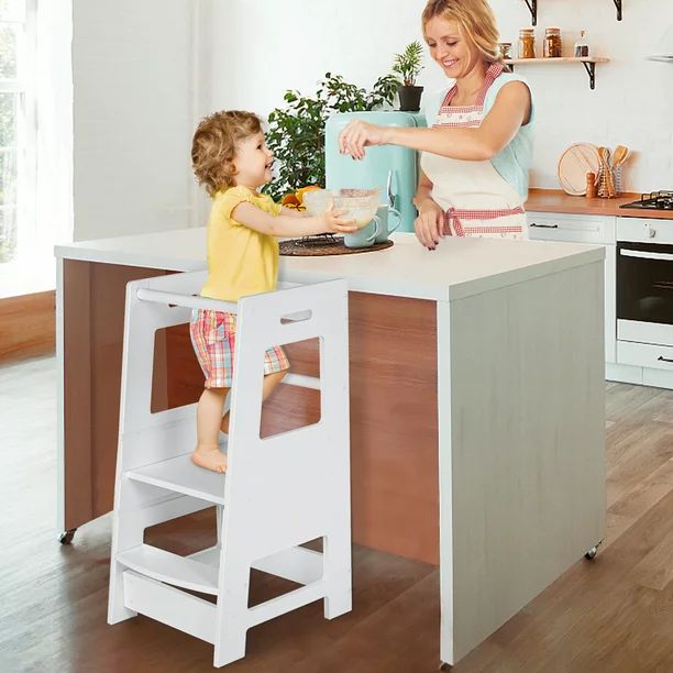 LUSIMOKids Step Stool Wooden Toddler Step Stool Adjustable Step Stool for Kids Kitchen Stool Help... | Walmart (US)