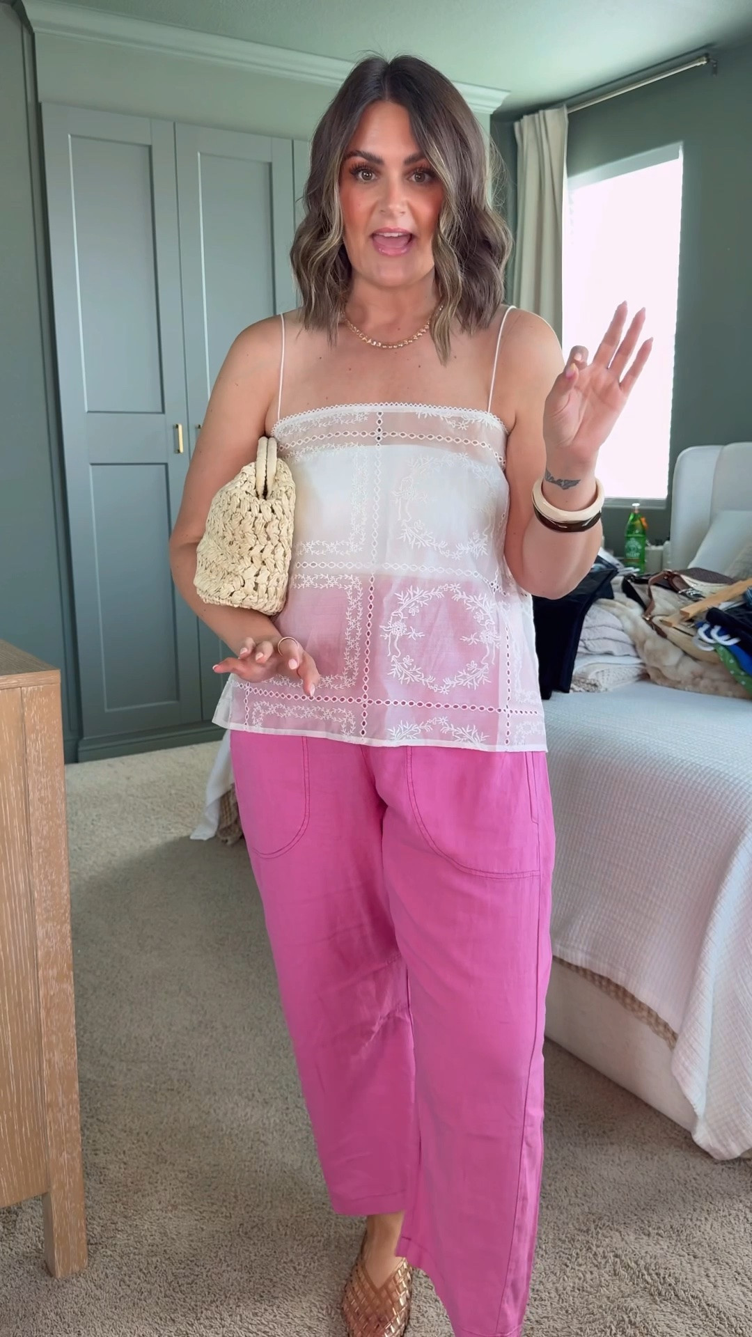 COURTNEYH20 for 20% off $100+
Top & pants, large
Jelly flats, true 10 (don’t size up)

Size 12, midsize, summer outfit, casual style, party outfit, anthropologie, line pants @Anthropologie

#LTKstorytime #LTKSaleAlert #LTKMidsize
