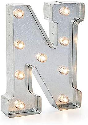 Silver Metal Marquee Letter– N –Vintage-Style Lighted Marquee Letter with On/Off Switch, Idea... | Amazon (US)