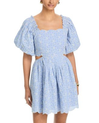 AQUA Embroidered Scallop Hem Mini Dress - Exclusive | Bloomingdale's AQUA | Bloomingdale's (AU)