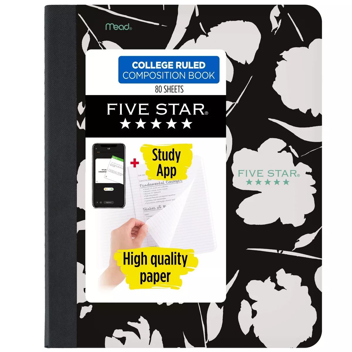 Five Star College Ruled 80ct Composition Book Floral Silhouette | Target