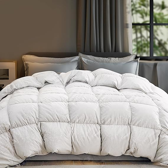 Bafode Goose Down Comforter Queen Size White Feather Down Duvet Luxurious Hotel Bed Comforter 100... | Amazon (US)
