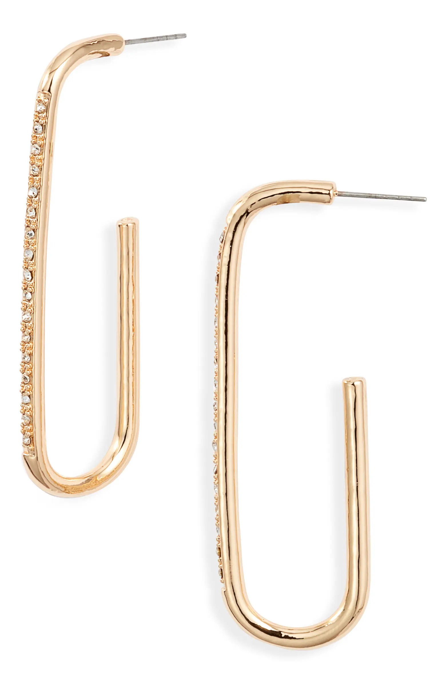 Open Edit Pavé Elongated Hoop Earrings | Nordstrom | Nordstrom