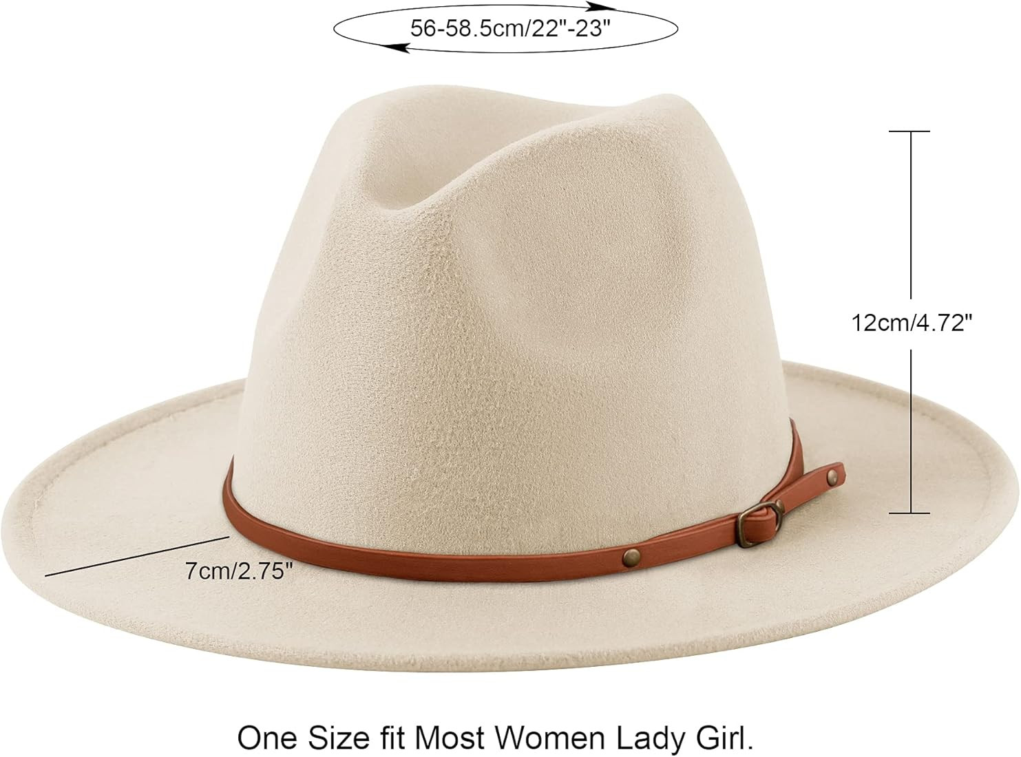 Lanzom Women Lady Retro Wide Brim Floppy Panama Hat Belt Buckle Wool Fedora Hat Fit Size 6 8/7-7 1/4 | Amazon (US)