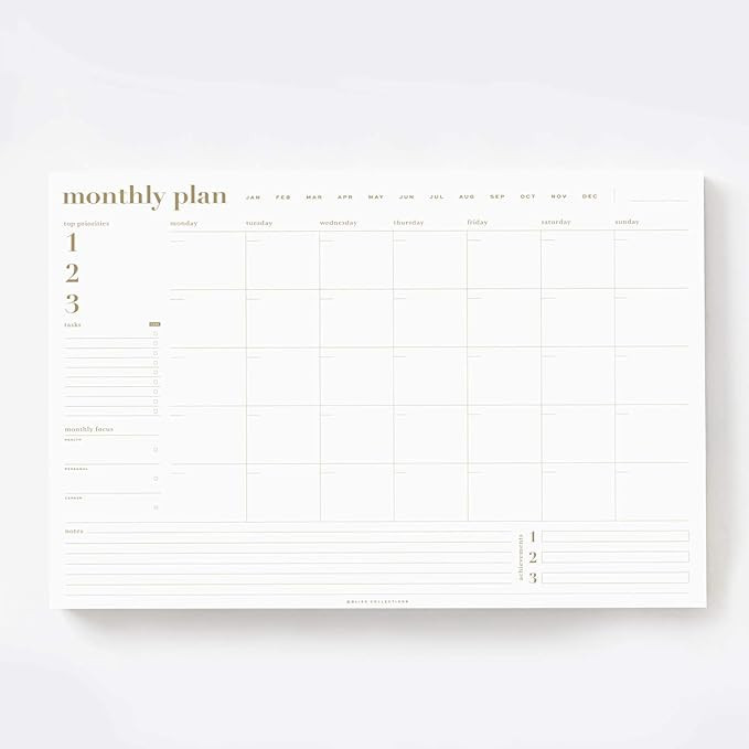 Bliss Collections Monthly Planner, Gold, Undated Desk Calendar and Planner for Organizing and Sch... | Amazon (US)