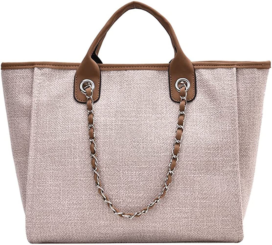 XACKWUERO Women Fashion Classic Canvas Bag Shoulder Handbag Tote Shopper Bag with Chain Shoulder ... | Amazon (US)