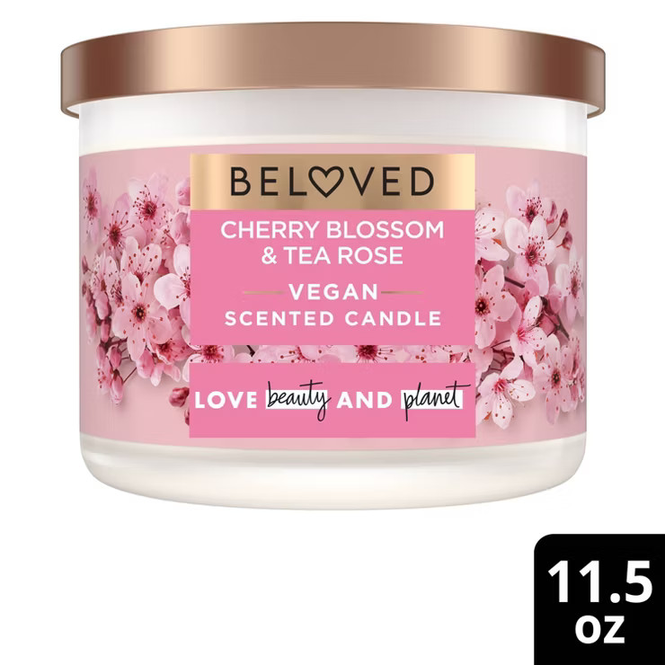 Beloved Cherry Blossom & Tea Rose 2-Wick Vegan Candle - 11.5oz | Target