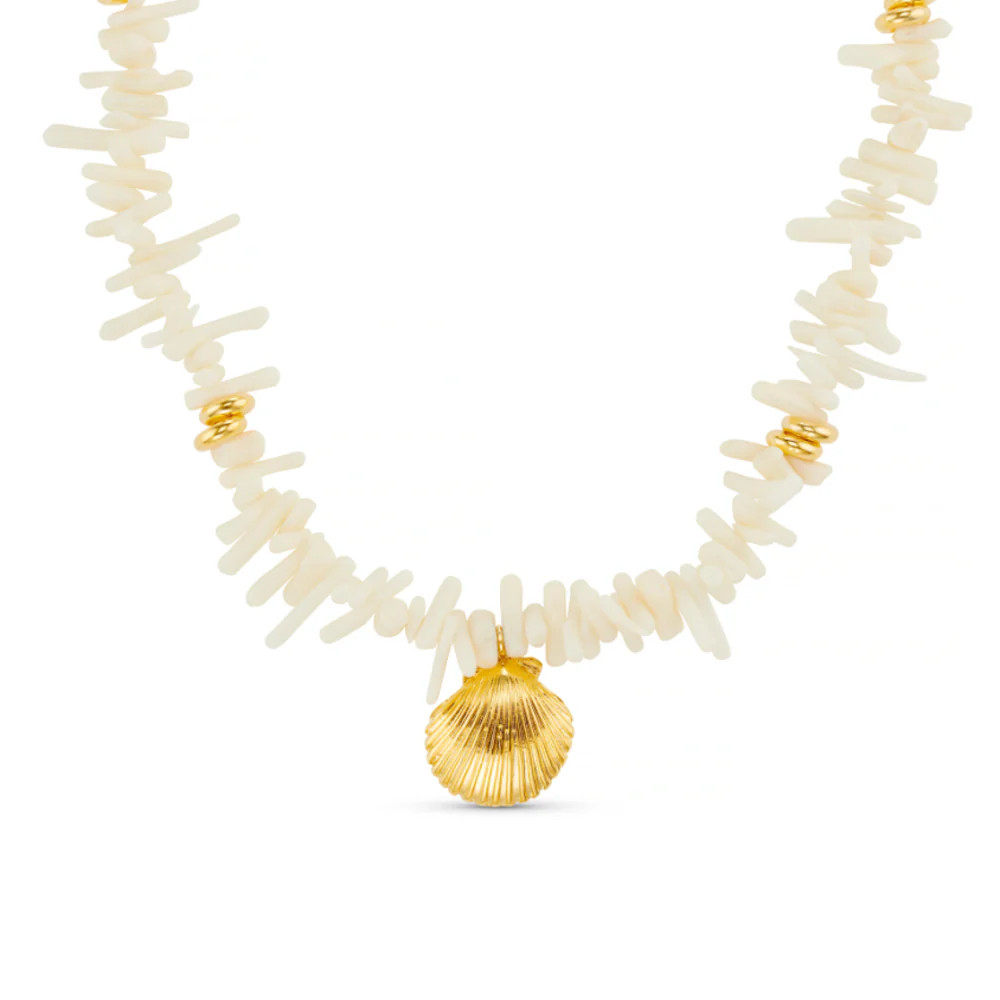 Cream Coral Chip & Shell Necklace | Orelia