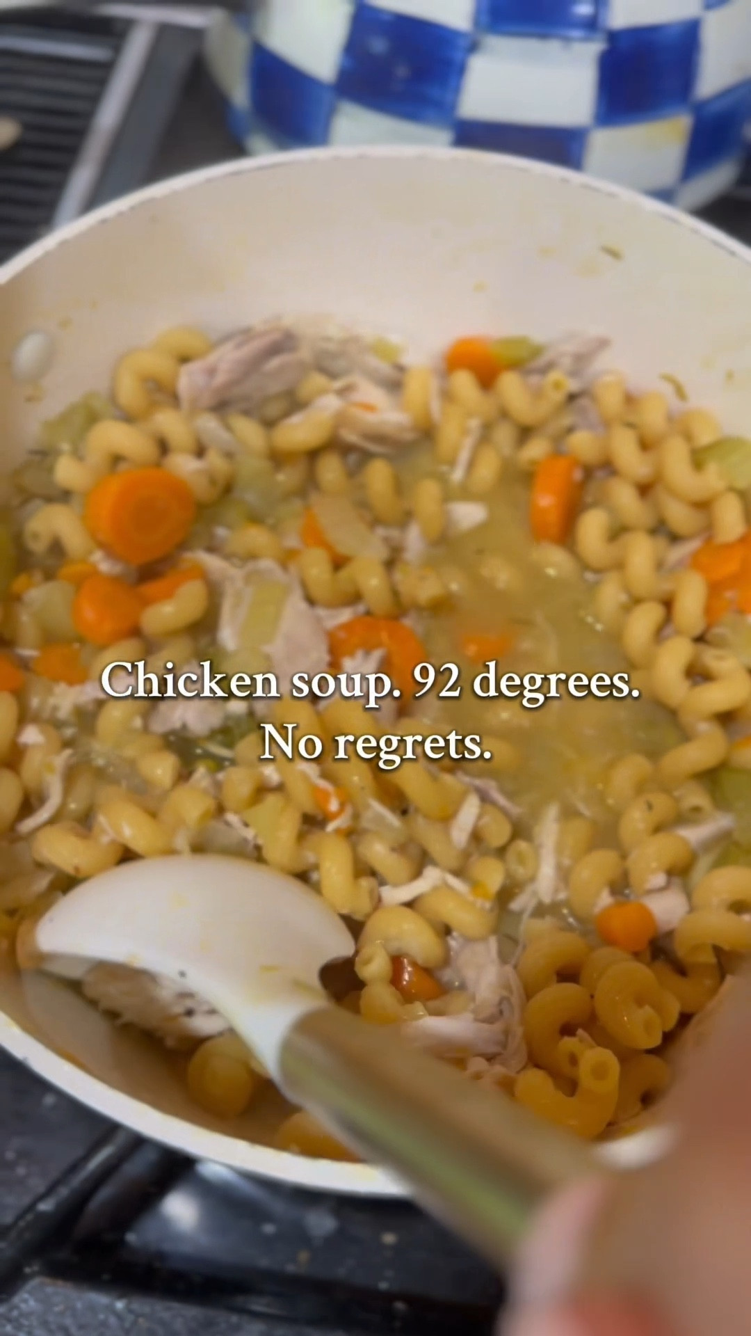 Made homemade chicken soup… on a 92° Sunday.
Not because it made sense, but because it was giving comfort with a side of chaos.
✨ Rotisserie chicken. Protein pasta. Fresh herbs. Done in 30. ✨
She’s hot. She’s wholesome. She’s soup in July.

#SoupInJuly #WestAndWonderKitchen #SundayDinner #RealGirlEats #RotisserieChickenHack #ProteinPastaRecipe #CozyButCute #HotGirlDinner #ComfortFoodReimagined #OnePotWonder #SoftLuxuryLiving
