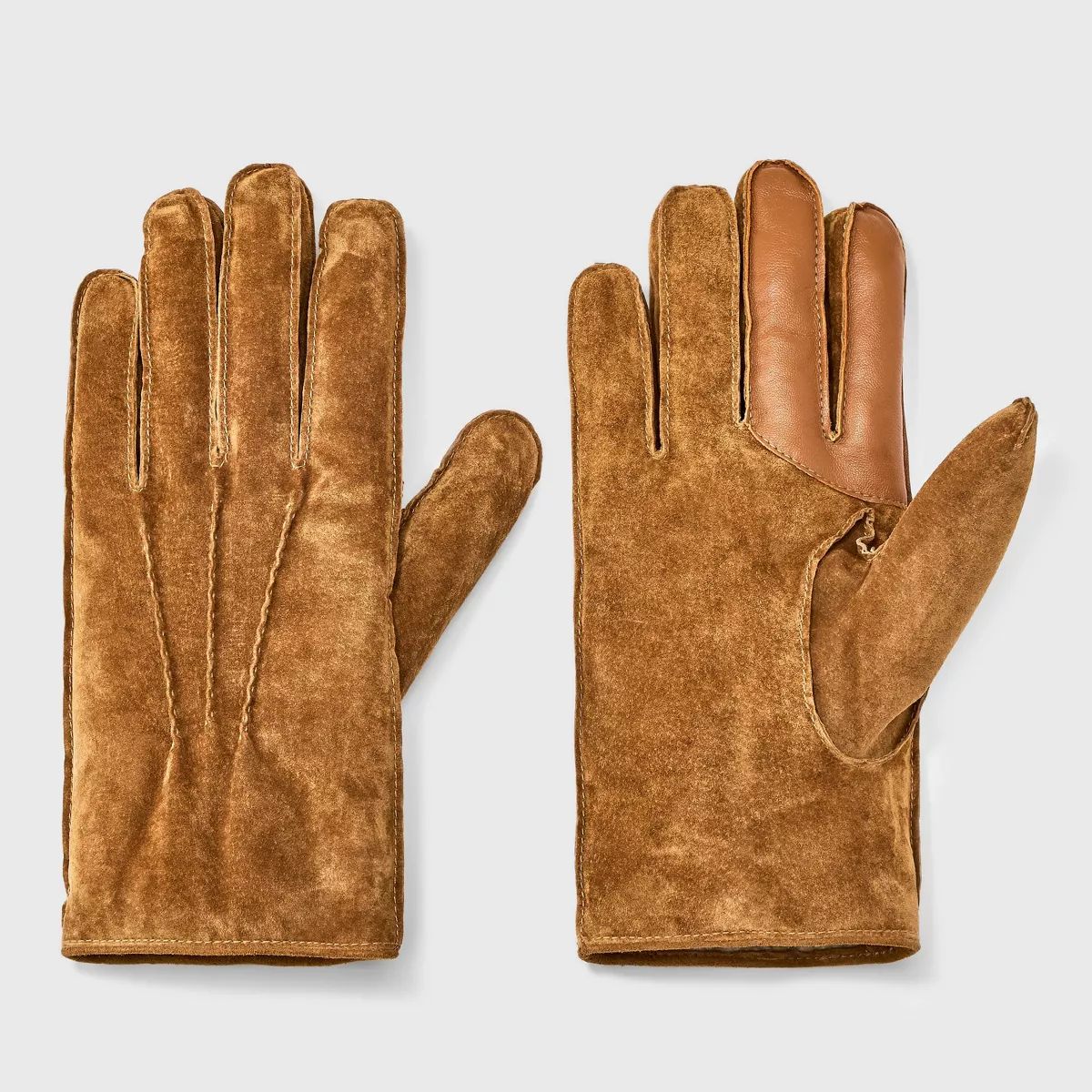 Men's Faux Shearling Lined Pig Suede Gloves - Goodfellow & Co™ Brown | Target