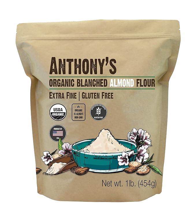 Anthony's Organic Almond Flour, 1 lb, Blanched, Gluten Free, Non GMO, Keto Friendly, Extra Fine, ... | Amazon (US)