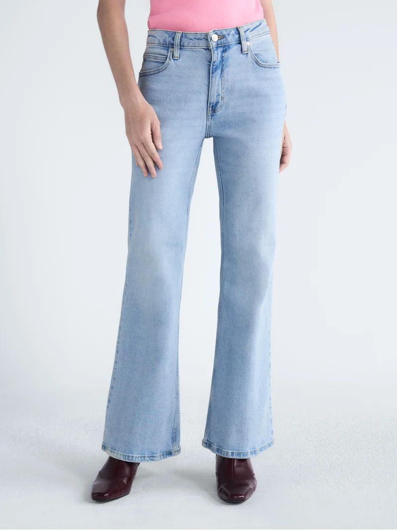Scoop Women\u2019s and Women\u2019s Plus High Rise Creased Flare Jeans, 30'' Inseam, Sizes 0-28W | Walmart (US)