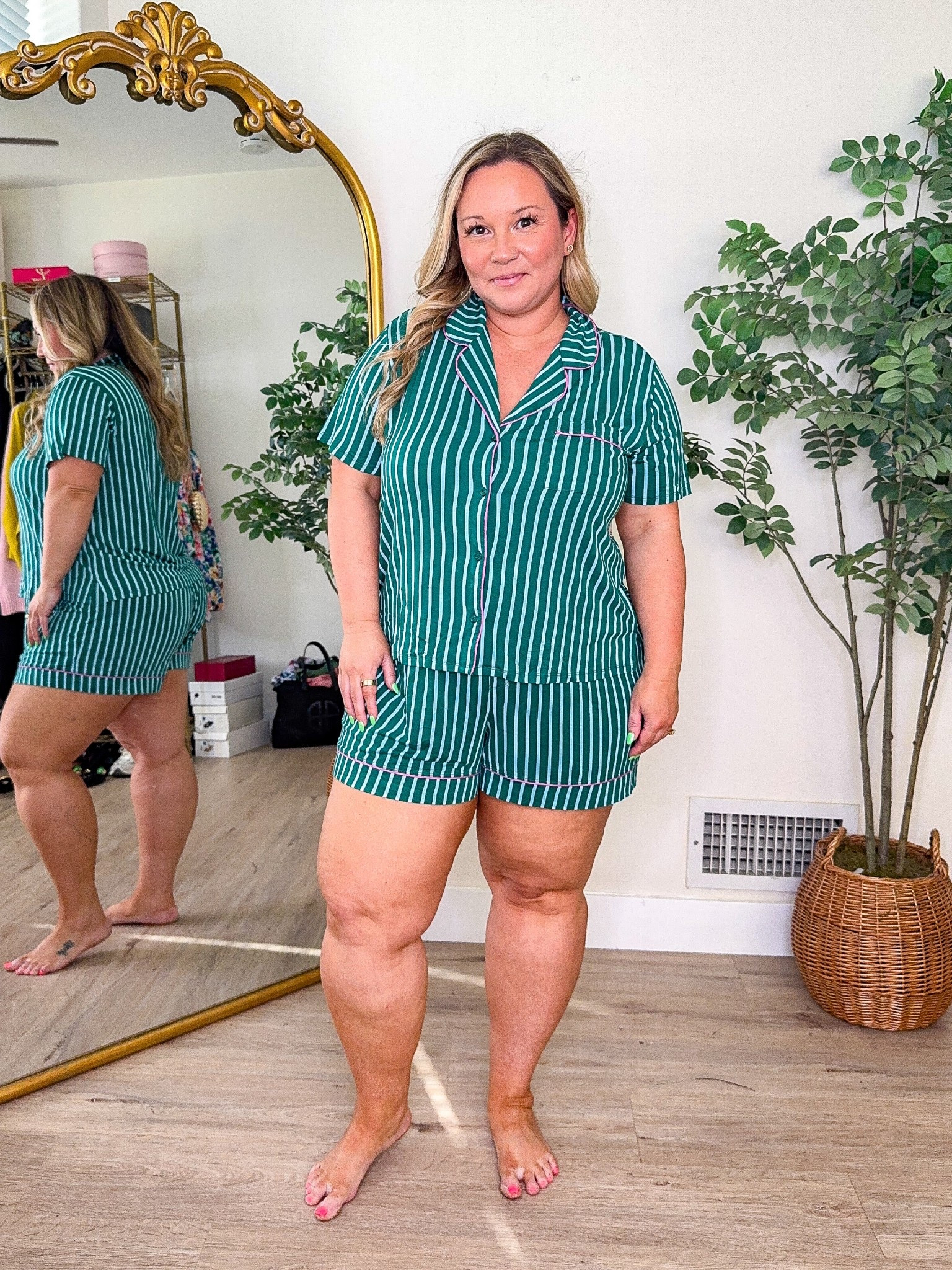 @Aerie  pajamas 
I have these in every color and style! 
I wear a size LARGE in the top and shorts 
Super soft and stretchy! I love these!! 

Spring style, matching set, pajamas, spring trends, midsize style, loungewear, casual style, mom style

#LTKOver40 #LTKMidsize #LTKPetite