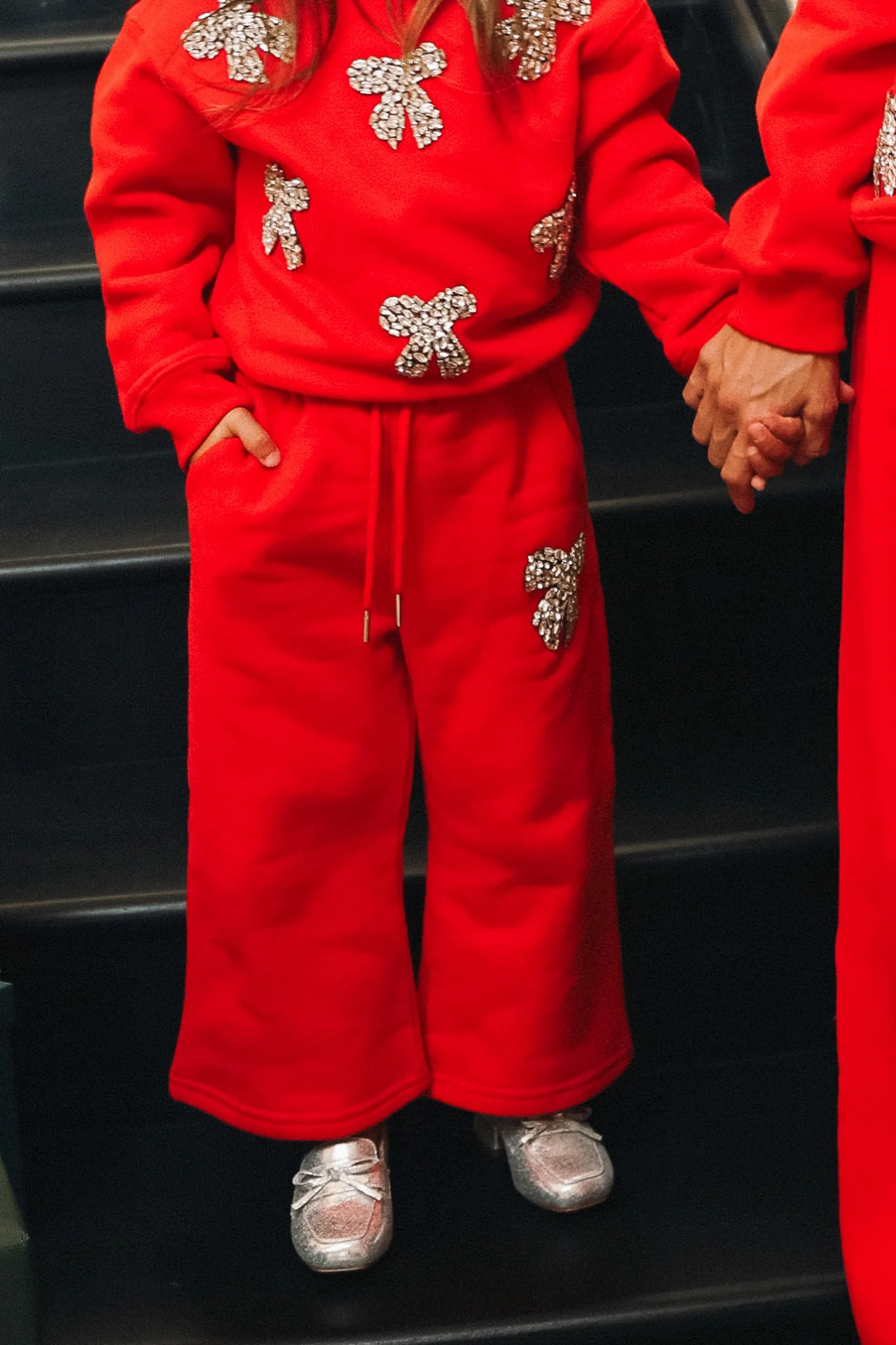 Mini Ivy Jewel Bow Sweatpants in Red | Ivy City Co