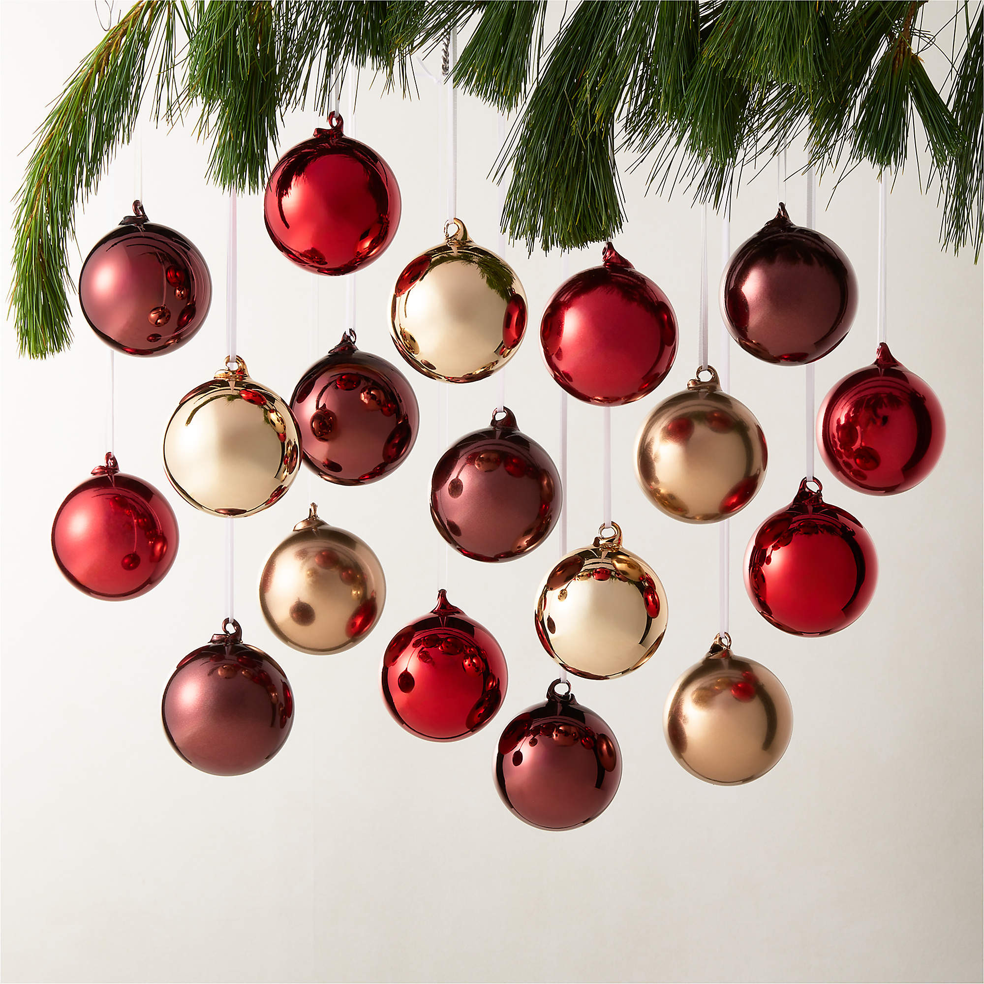 Radiant Round Metallic Glass 3.25" Christmas Tree Ornament Set of 18 | CB2 | CB2