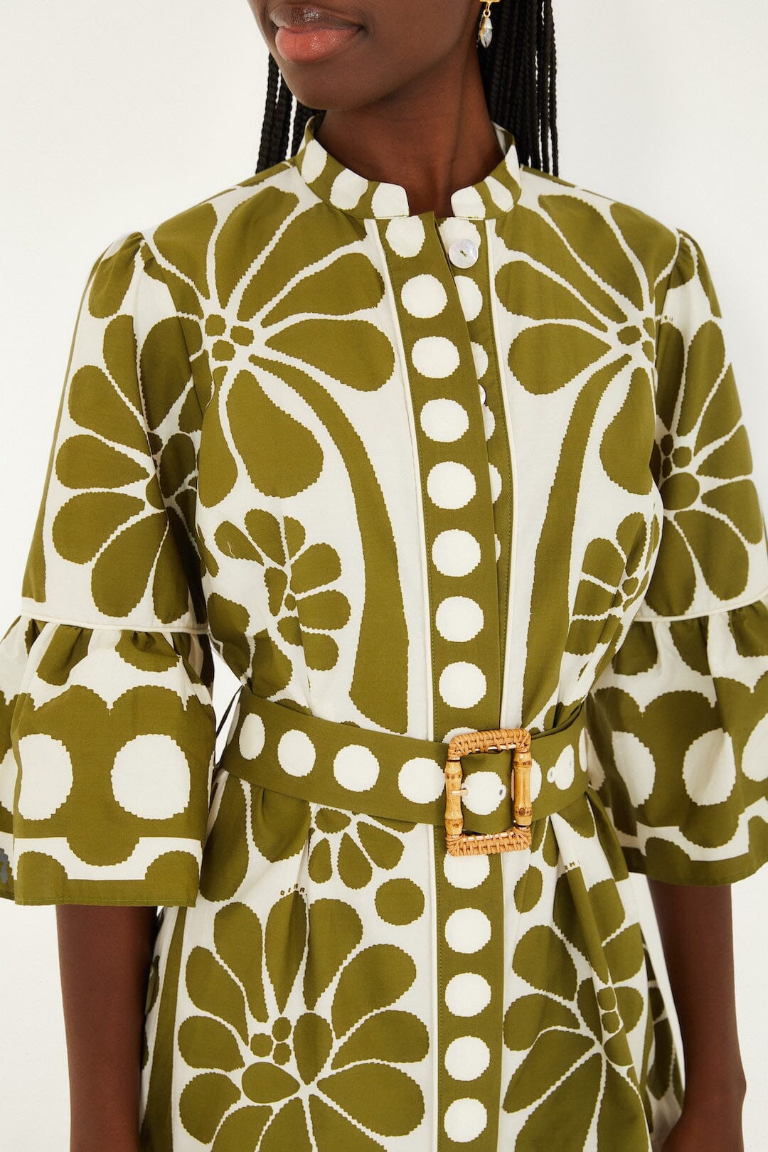 Green Palermo Belted Organic Cotton Mini Dress | FARM Rio | FarmRio (US)