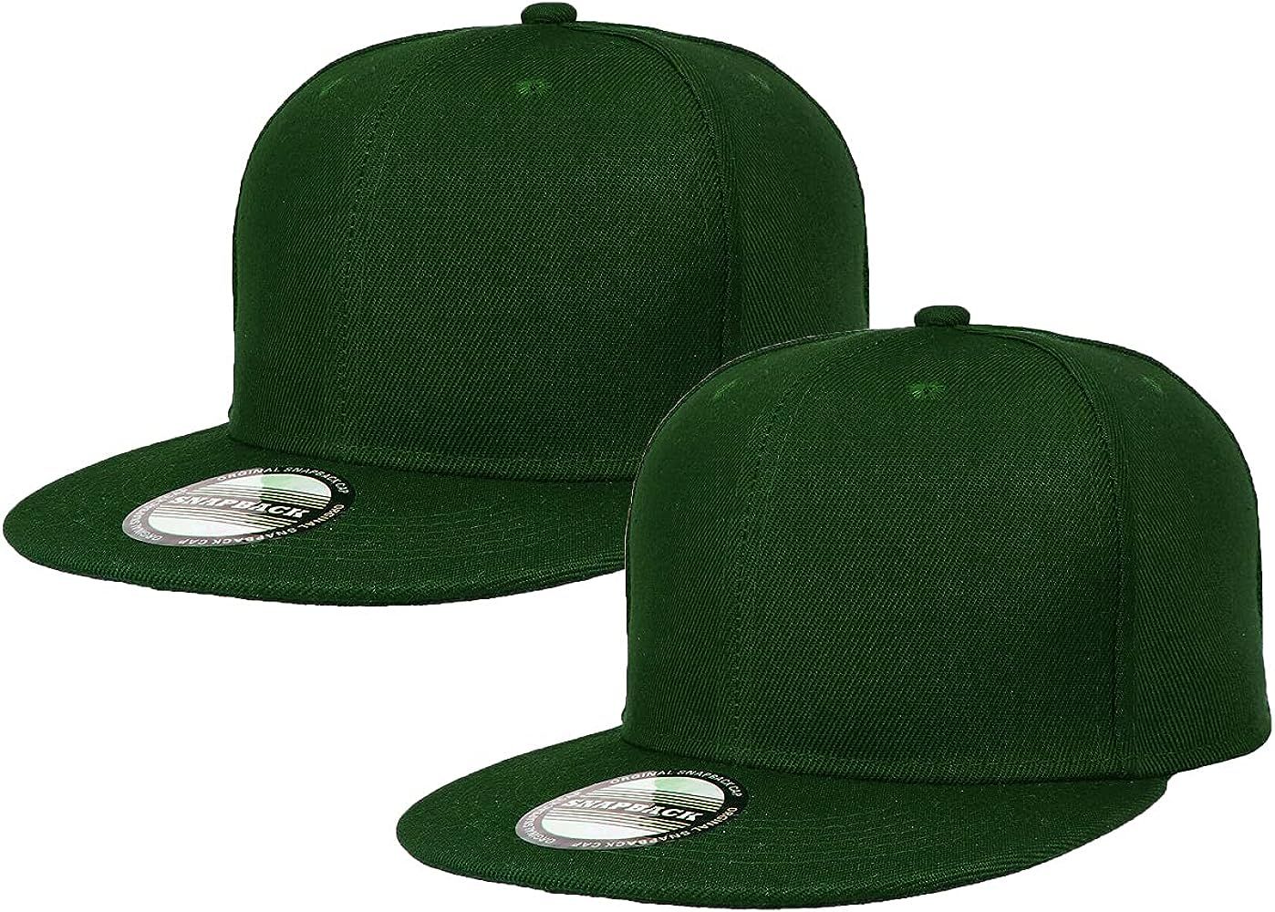 Falari 2-Pack Classic Snapback Hat Cap Flat Bill Blank Solid Color Adjustable Size Hip Hop Style | Amazon (US)
