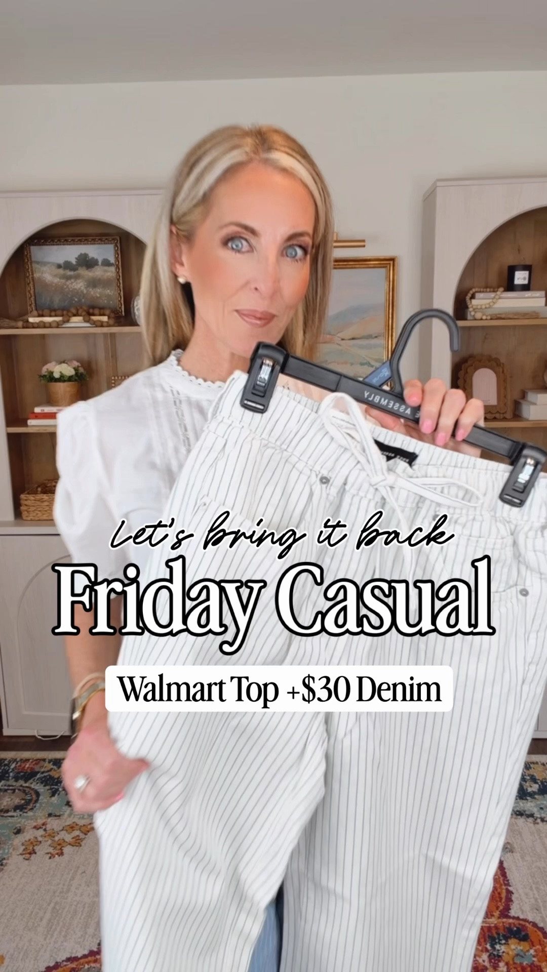 The under $30 pants you’ll keep coming back to this season!!! Comment PANTS and I’ll send you all the links.

One of the biggest spring trends is here and it’s easy, flattering, and under $30. These pull on elastic waist jeans with the subtle indigo stripe are such a good throw-on-and-go pant for spring and summer. I also linked two solid color options, and every top styled with them is under $30 too, so you can switch it, change it, and rearrange it so many different ways. Wearing an extra small in all.
