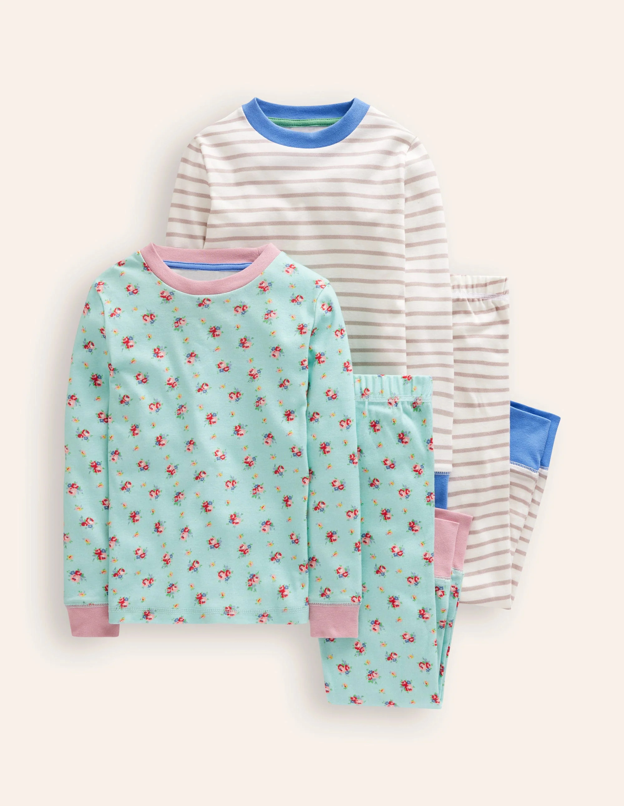 Twin Pack Snug Pajamas-Spearmint Bouquet | Boden (US)