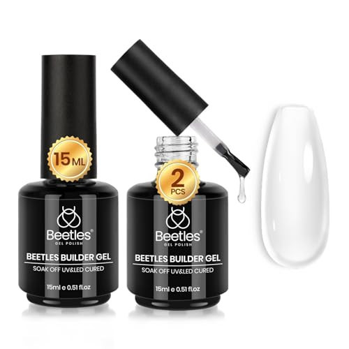 Beetles Builder Gel for Nails,2 Pcs 8 in 1 Clear Building Gel for Strengthening Natural Nail,Apex & Extension for DIY Salon at Home,Friendly for Beginner,UV LED Lamp Cured,Rhinestone Glue in a Bottle | Amazon (US)
