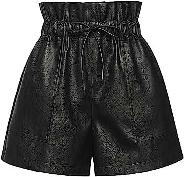 QIANXIZHAN Women's Leather Shorts, Faux High Waisted Wide Leg Sexy Shorts | Amazon (US)