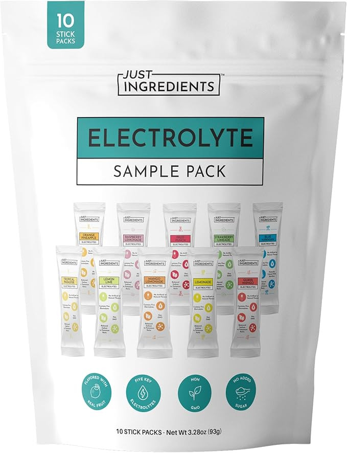 JUST INGREDIENTS Electrolyte Sample Pack – 10 Stick Variety | Hydration Powder Packets | Real F... | Amazon (US)