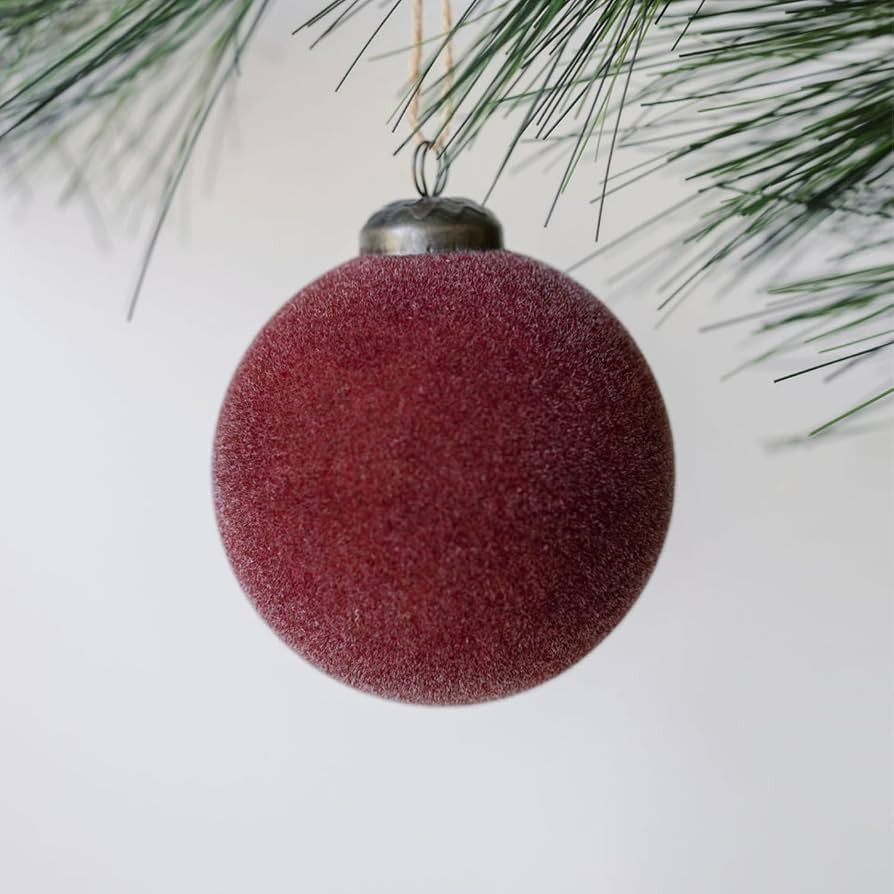 CG Hunter Red Textured Bordeaux Glass Christmas Ornaments, Set of 6 | Amazon (US)
