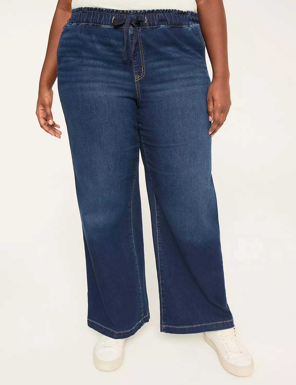 Pull-On Cloud Knit High-Rise Wide Leg Jean | Lane Bryant (US)