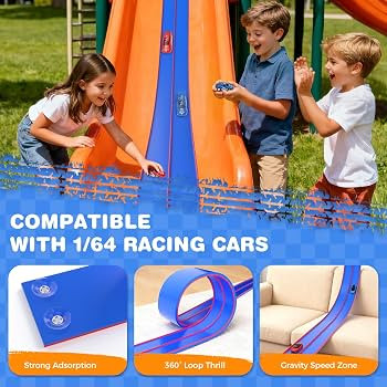 TAEMVV 15 Ft Dual Flexible Race Track for Kids, DIY Ramps Car Track Set Compatible with Hot Wheel... | Amazon (US)