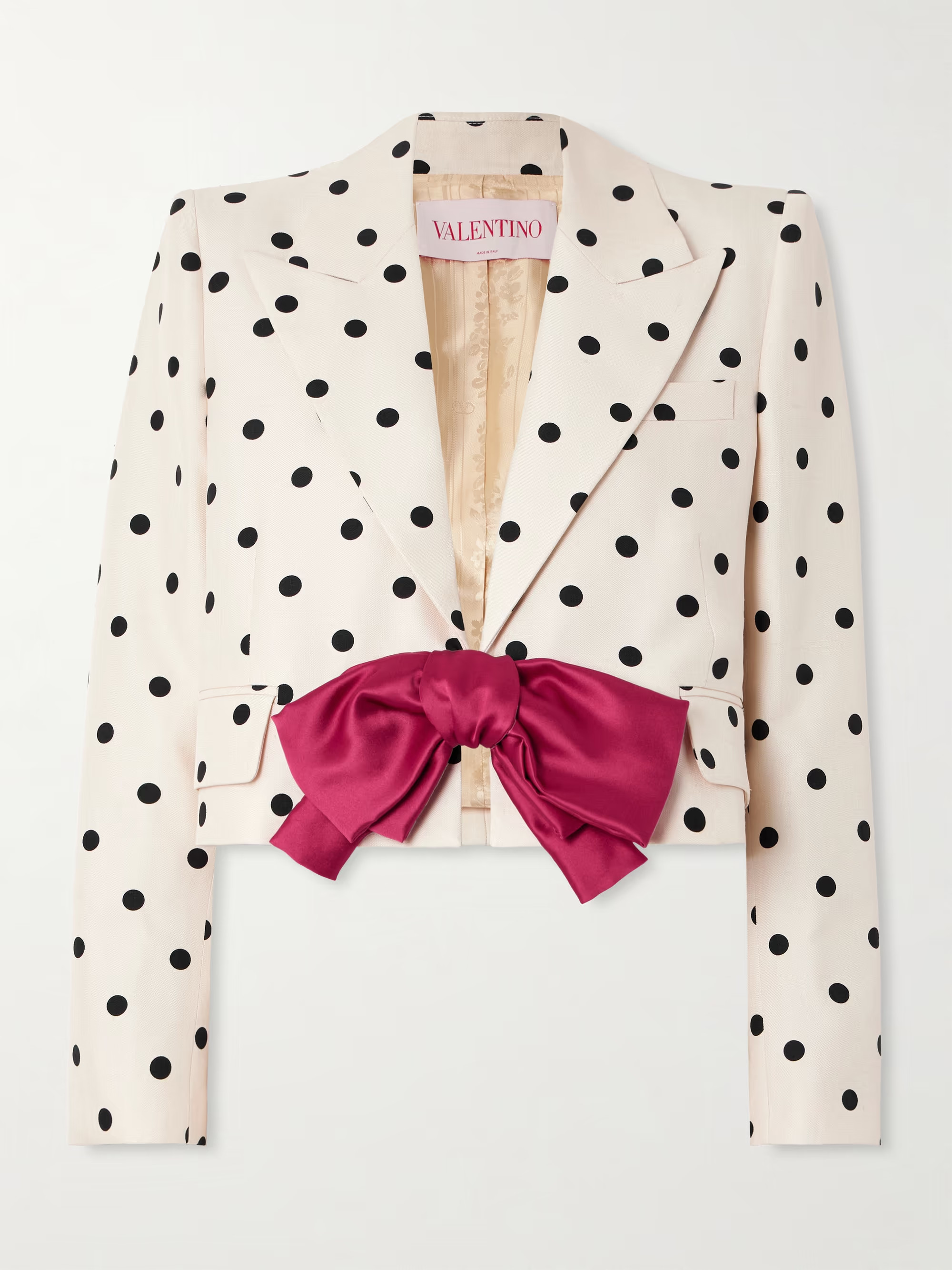 Bow-embellished polka-dot silk-shantung jacket | NET-A-PORTER (US)