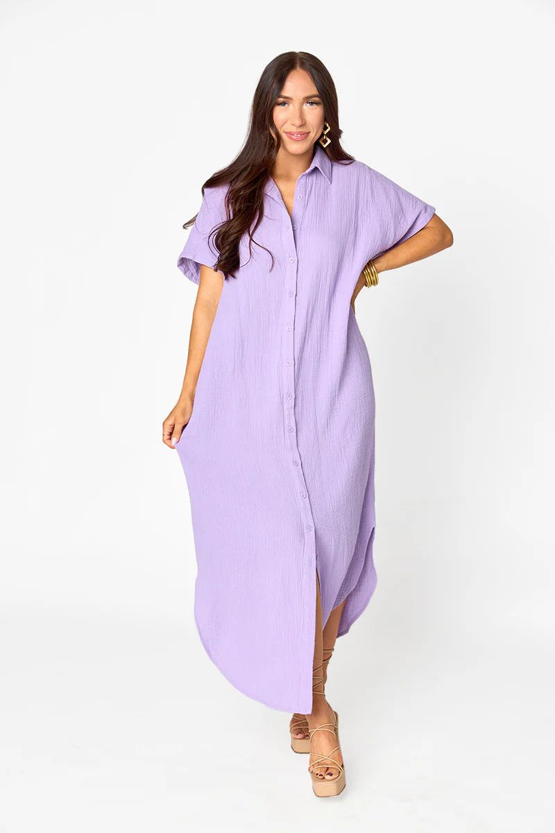 Carmen Cover Up Maxi Dress - Lavender | BuddyLove