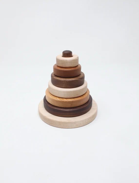 Wooden Ring Stacker--Montessori Inspired--Six Ring Stacker--Montessori Stacking Toy | Etsy (US)