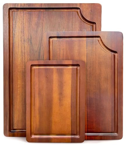 AIDEA Wood Cutting Board, Wooden Cutting Boards for Kitchen, Acacia Wood Chopping Board Set of 3 with Deep Juice Groove, for Meat, Vegetables, and Fruit | Amazon (US)