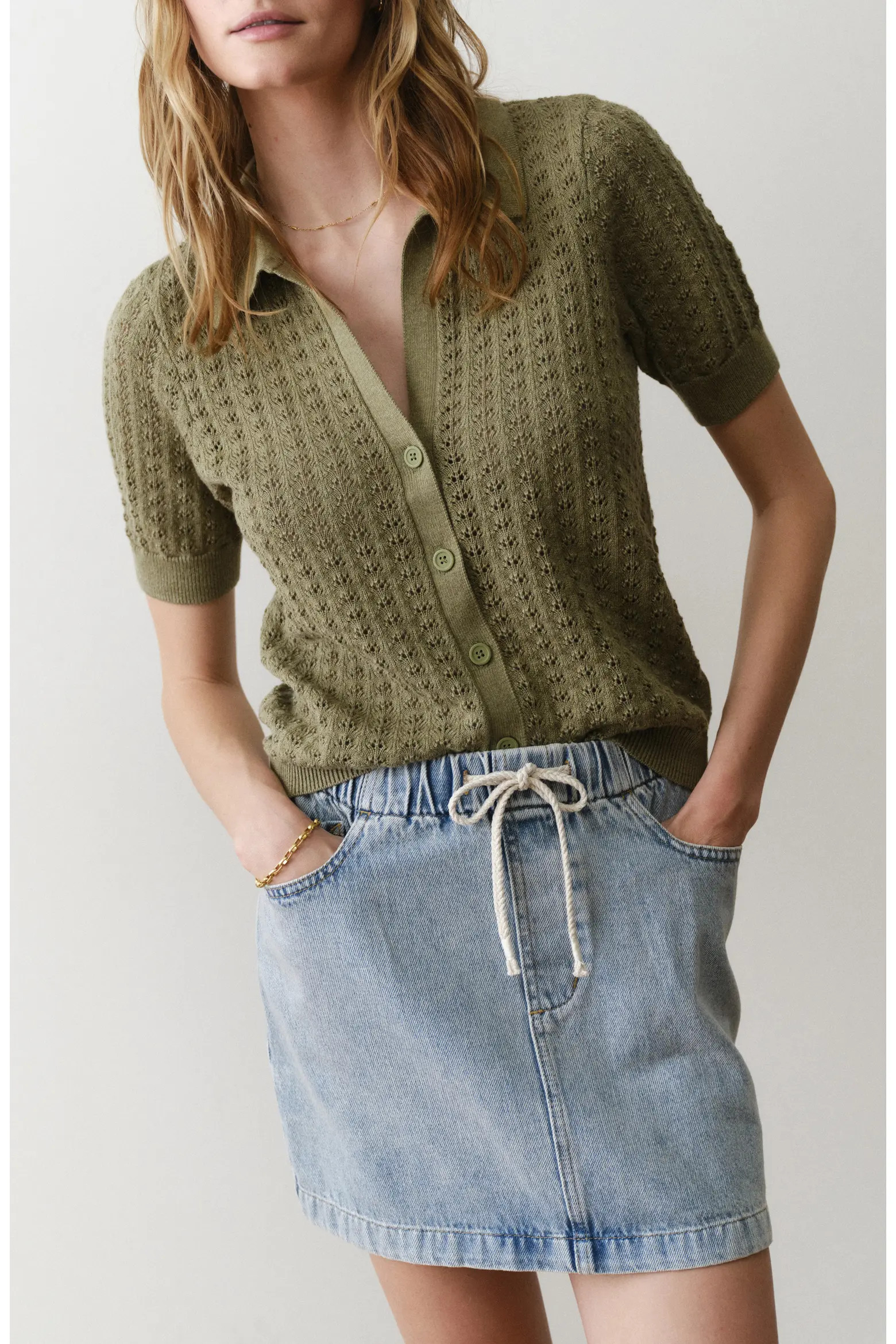 Piper Pointelle Stitch Cotton Button-Up Shirt (Women) | Nordstrom | Nordstrom