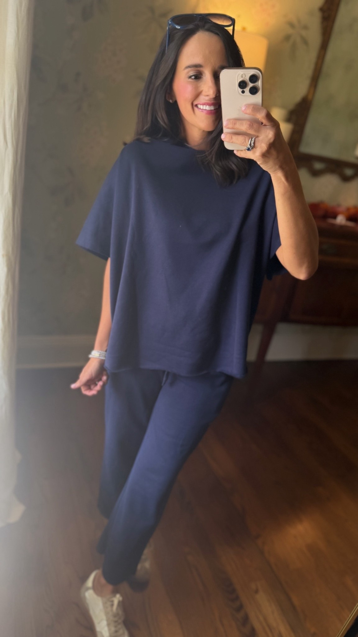 Another lounge set in the cutest navy color💙 love this and took an XS • mom fit • lounge fit • travel set • 

#LTKFindsUnder50 #LTKTravel #LTKStyleTip