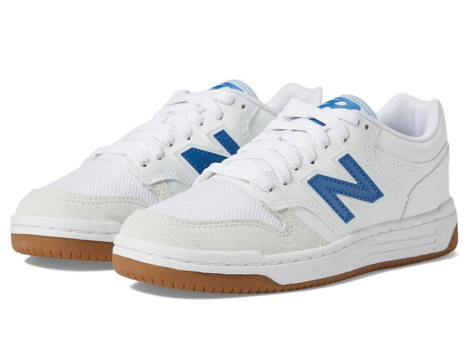 New Balance Kids 480 (Big Kid) Girl's Shoes White/Blue Agate : 3.5 Big Kid M, Leather | Zappos