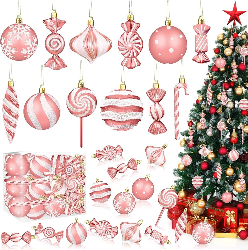 Christmas Ornaments Candy Lollipop Set -48Pcs for Xmas Tree Decoration Hanging Plastic Gloss Cand... | Amazon (US)