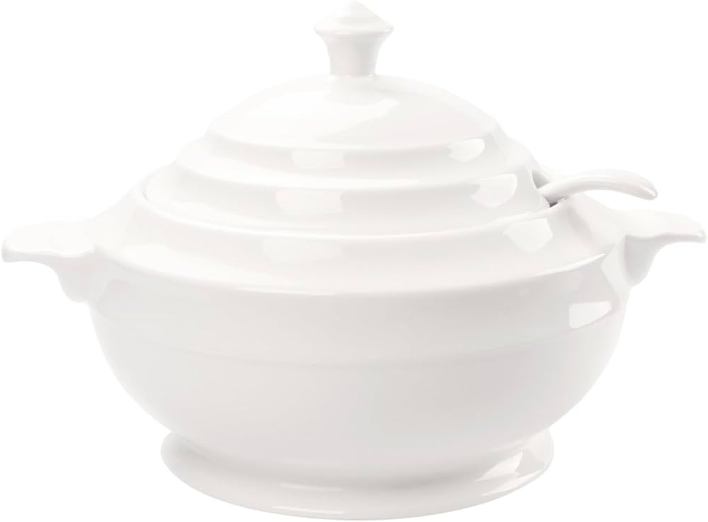 Casserole Dish with Serving Handle, 2.7-quart White French Soup pot, Ceramic Tureen with Lid and ... | Amazon (US)