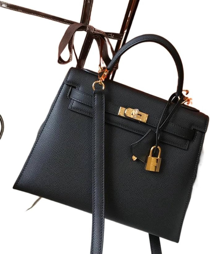 NA Kelly Bag New Trapezoidal Elephant Gray Palm Pattern Lychee Pattern Lock Leather Women's Bag S... | Amazon (US)