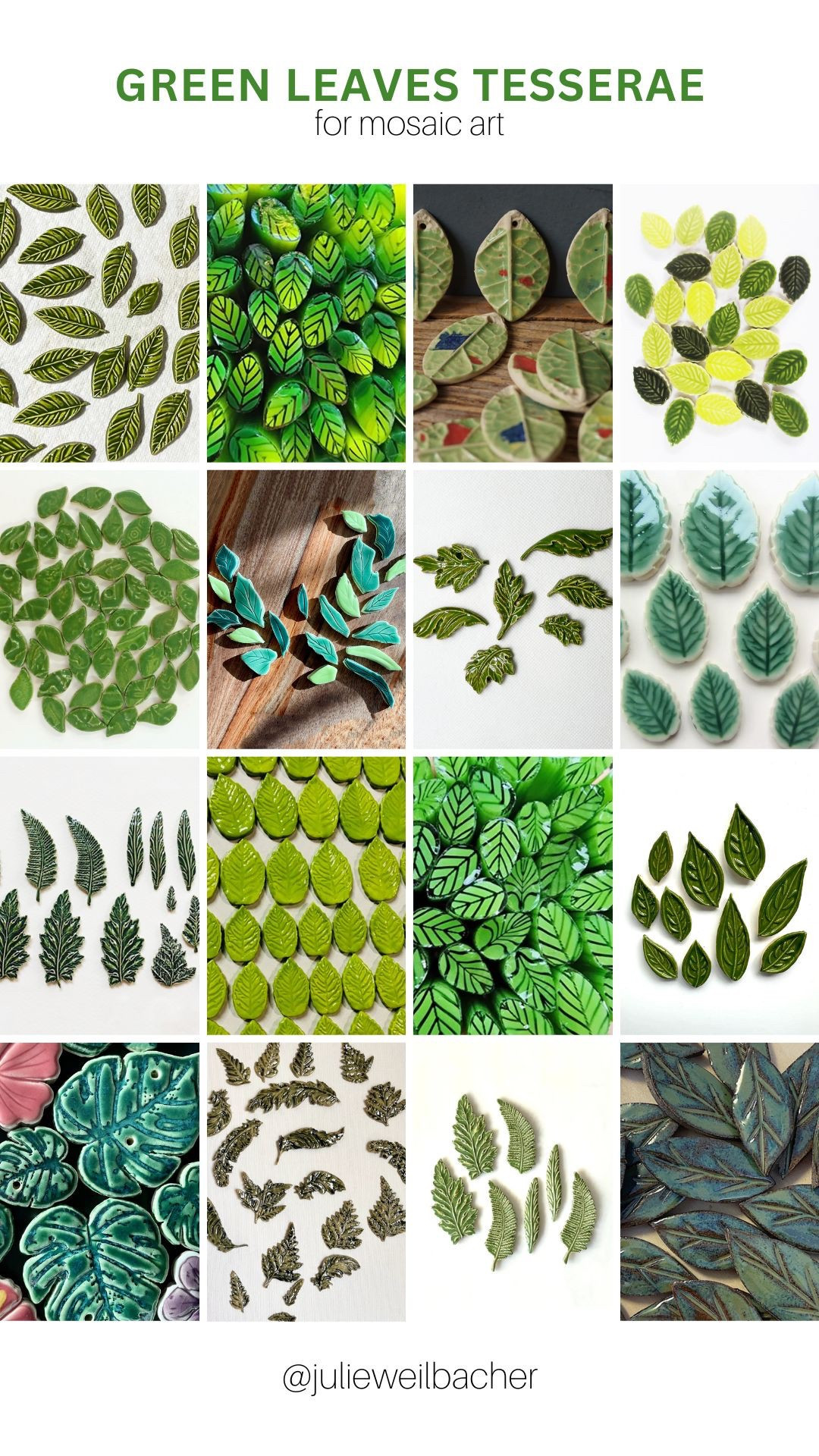 Sharing bright and fun green leaves for your crafts, mosaic art, and home decor projects. 🌿 This collection features leaves made of ceramic and glass. 🌿 Include them in your projects or use them as part of your coffee tablescape. 🌿 For mosaic tips, tutorials, inspiration, and so much more please visit my YouTube channel: YouTube.com/julieweilbacher. Follow @julieweilbacher on Instagram for all things mosaic art. ceramic - green leaves - mosaic - glass leaves - gifts for gardeners - summer garden - tile crafts - mosaic art - botanical art - monstera - fern

#LTKFindsUnder100 #LTKHome #LTKGiftGuide