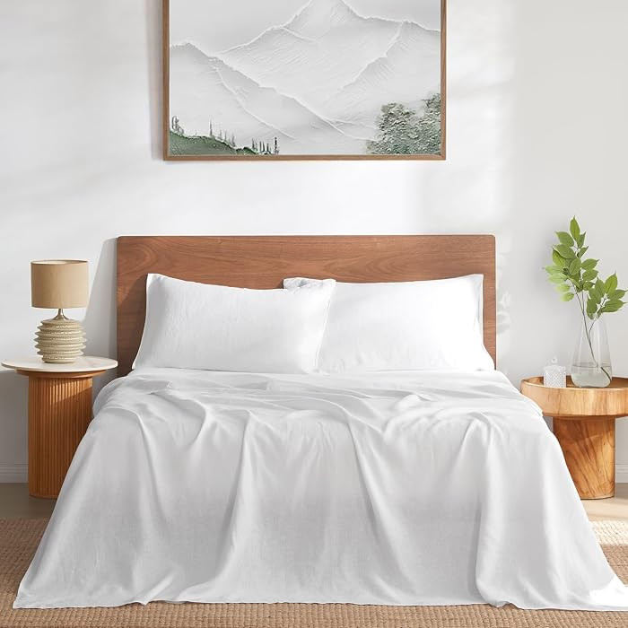 DAPU 100% French Linen Sheets 4Pcs Set, 170GSM Linen Bedding, King Size | Amazon (US)