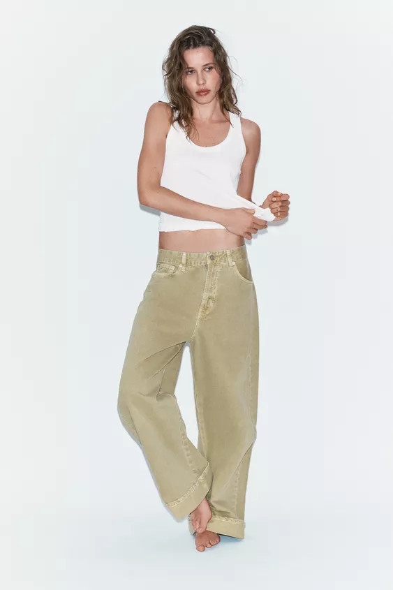 TRF MID-RISE FOLDED BAGGY JEANS | Zara US