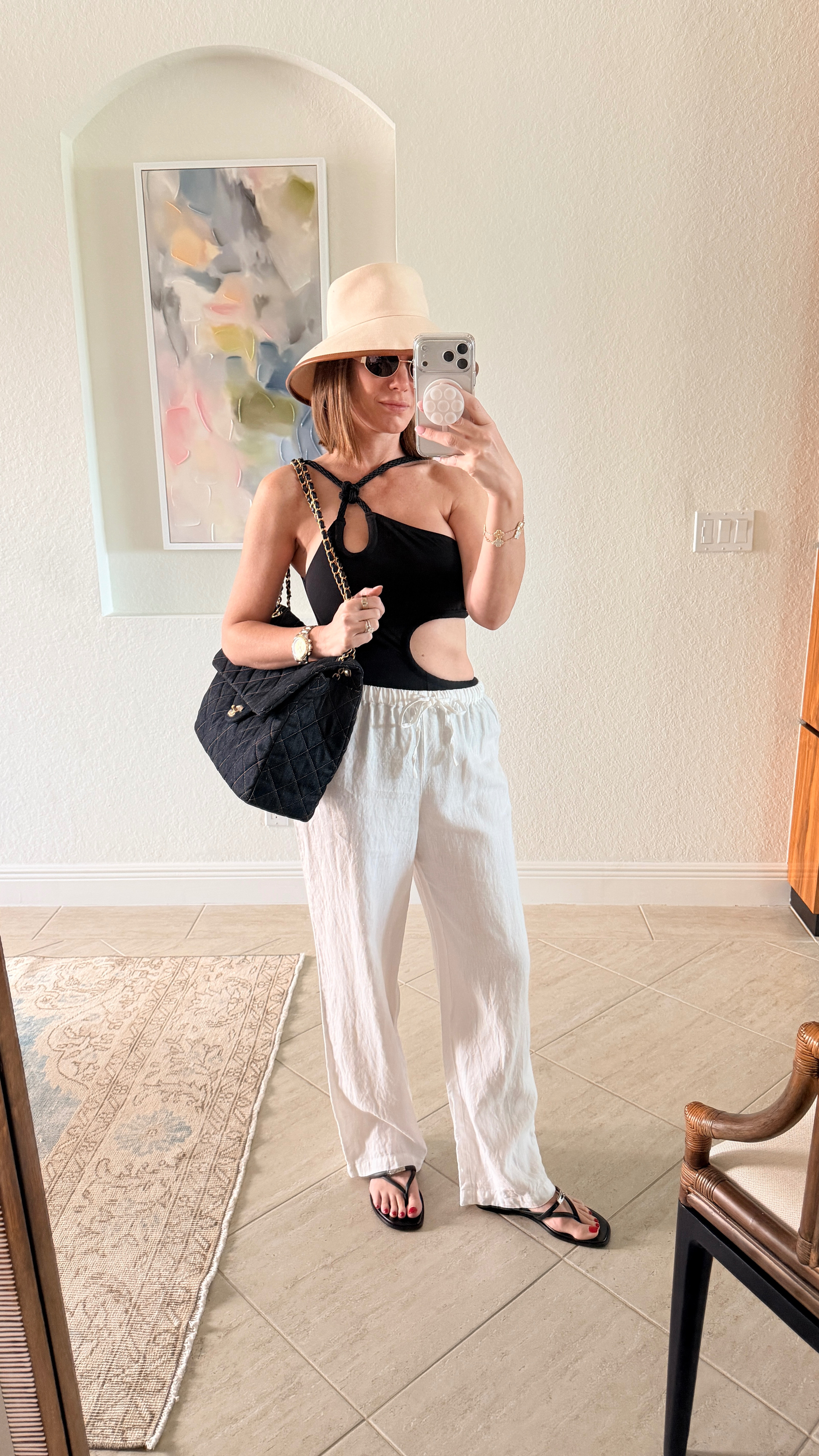 Linen pants + swimwear has become my pool outfit formula.
Easy, comfortable, still feels put together. @Reformation 

#LTKootd #LTKSwim #LTKTravel