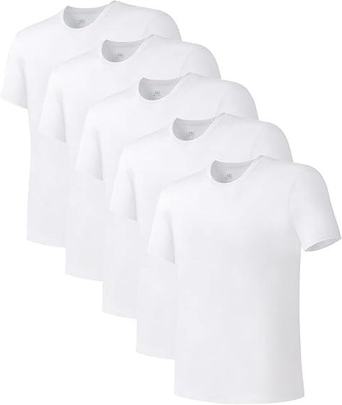 DAVID ARCHY Men's Undershirt Bamboo Rayon Moisture-Wicking T-Shirts Stretch Crewneck/V-Neck Tees ... | Amazon (US)