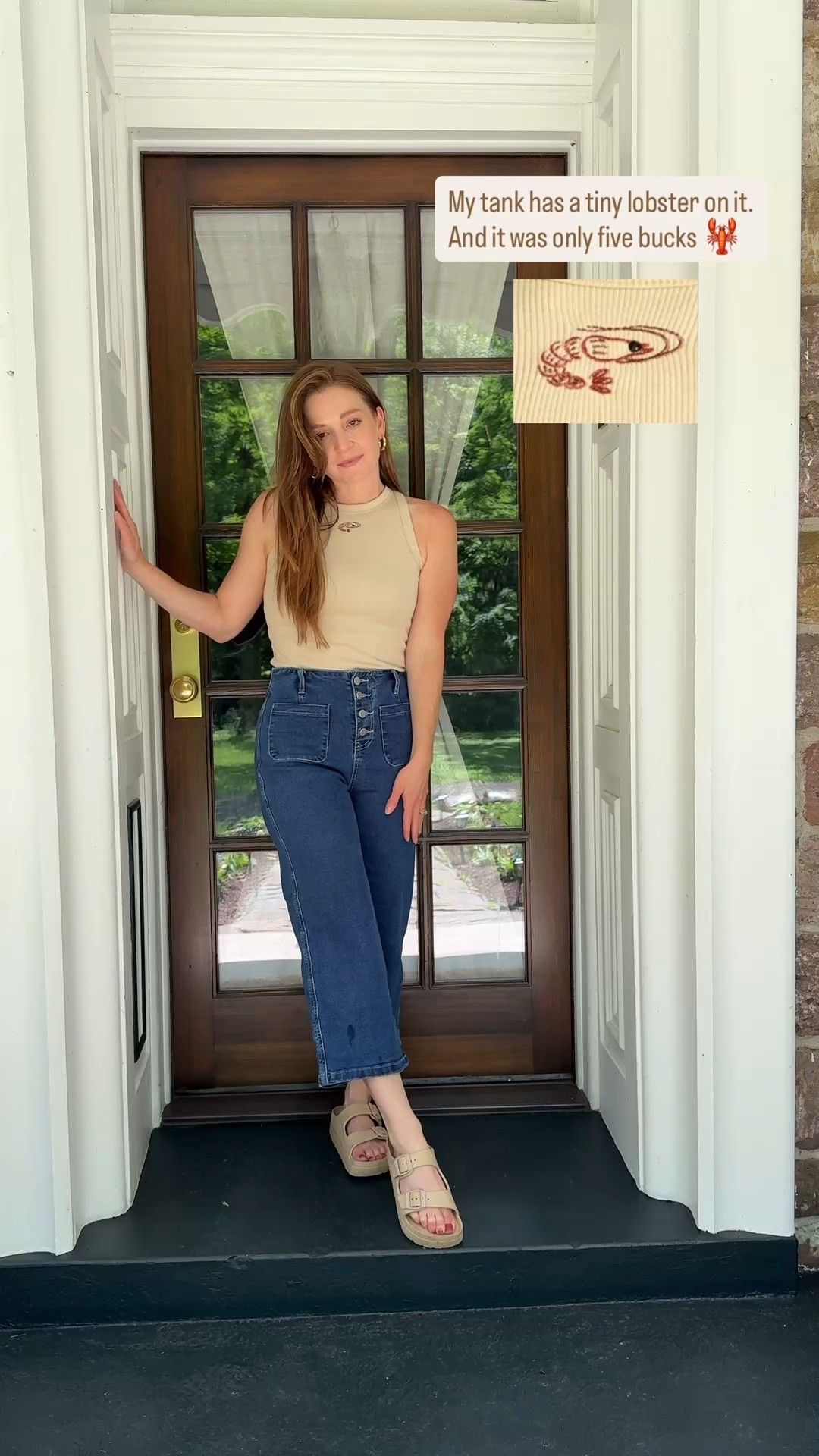 The tiniest lobster and the best $5 you’ll spend this summer 🦞
Paired it with the cutest capri jeans (hello, stretch + 5-button front!). Linked it all for you 🤍 #LTKFinds #LTKSale #sandles #tanktop #capri 

#LTKU #LTKStyleTip #LTKBeauty